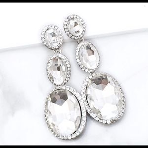 Three Tire Faceted Crystal Chandelier Earrings